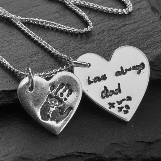 Custom Handwriting on Silver Print Charm