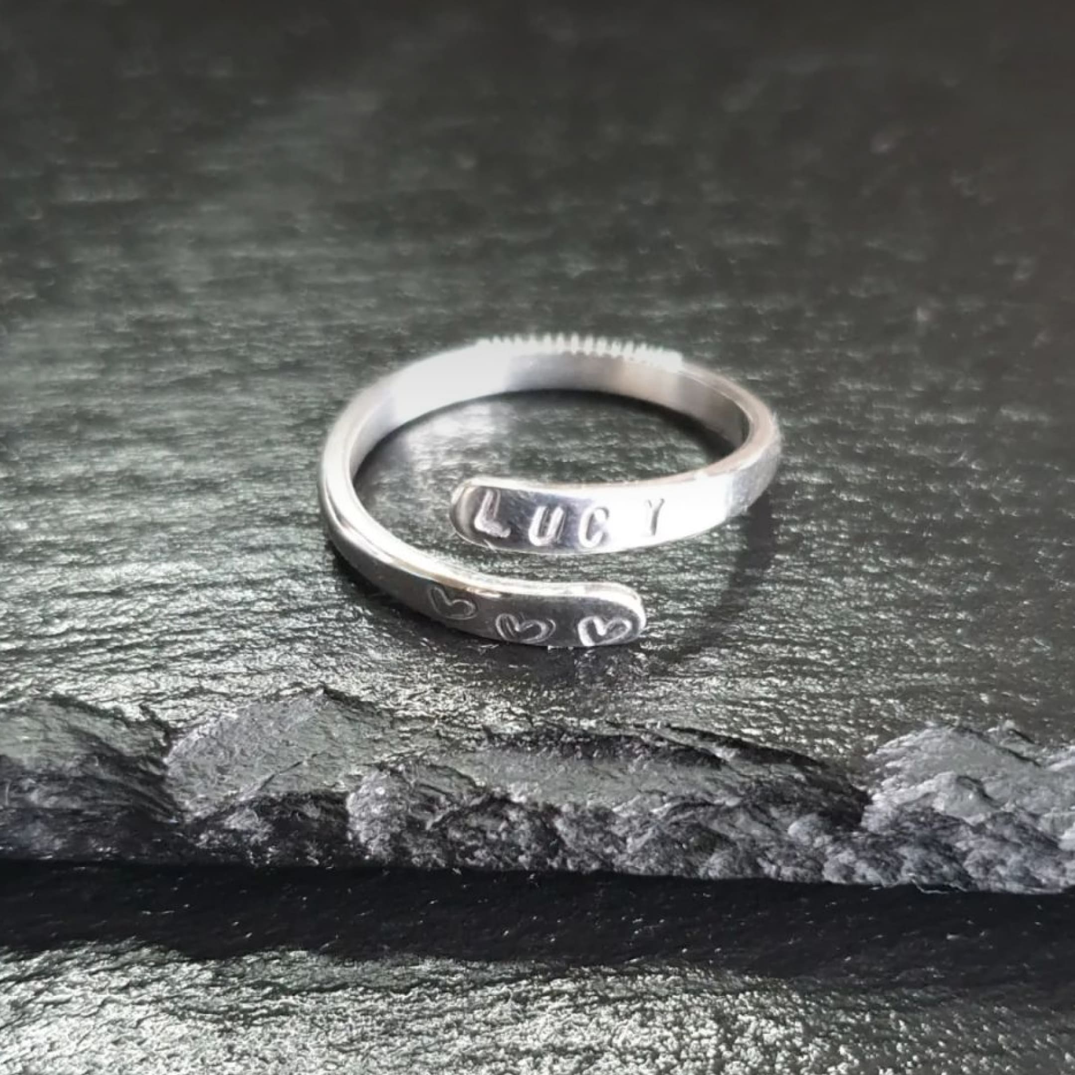 Silver ring with on sale name